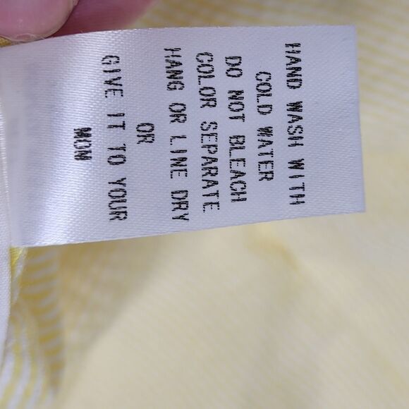 EMORY PARK dress yellow stripe seersucker spaghetti strap wrap mini S‎ - Picture 10 of 13